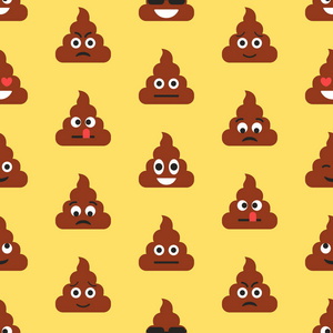 大便无缝无缝模式与船尾 emojies.图释背景.纹理.矢量插图照片
