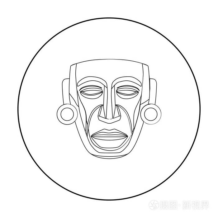 插画 在白色背景上孤立的大纲样式的玛雅蒙版图标.
