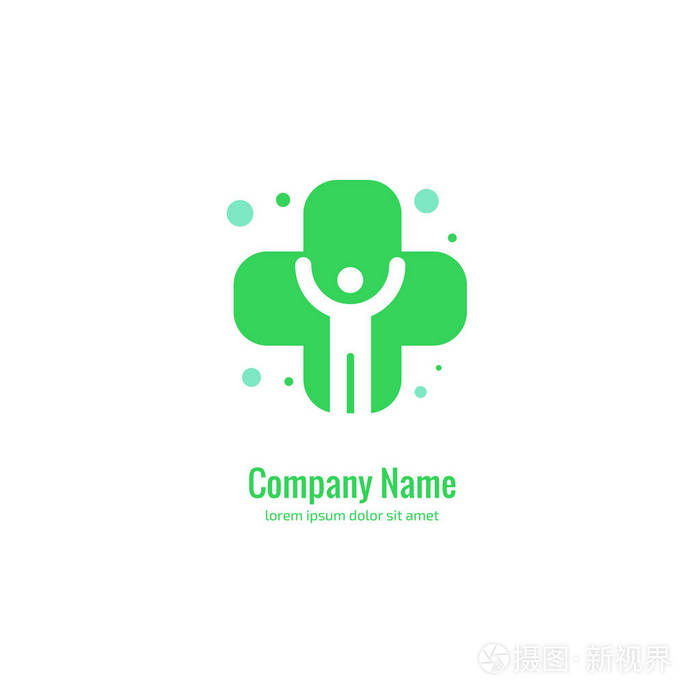 标识交叉健康标志的插图设计, 人的关怀标志