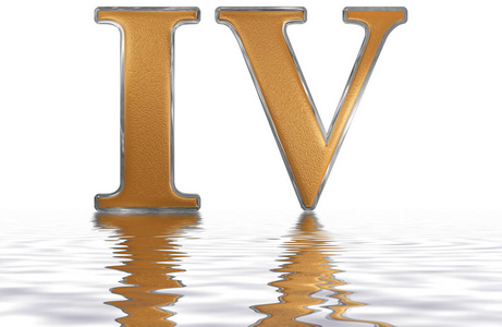 quattuor罗马数字四,quattuor,4,4,白色背景上孤立照片