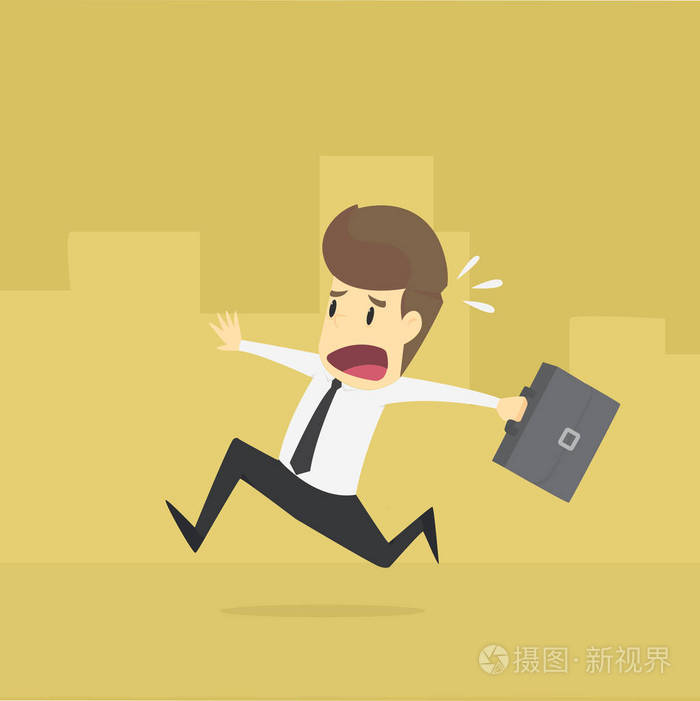 上班迟到的商人.工作人急于
