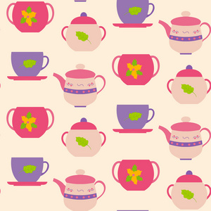 无缝模式茶杯和茶壶