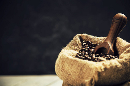咖啡豆的麻布袋