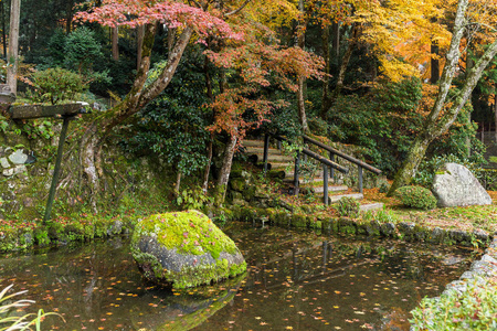 日本的寺院，在秋天的季节