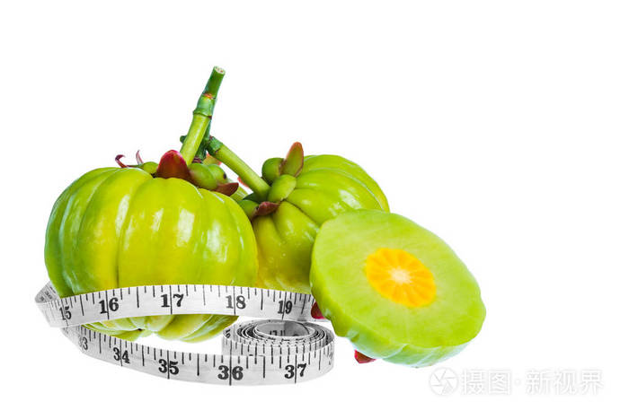 藤黄果新鲜水果与边线上白色孤立照片 正版商用图片0pz30d 摄图新视界