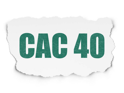 股票市场指标概念 Cac 40 撕裂纸张背景上