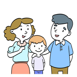 手绘矢量图牵手手绘图孤立在白色背景上的幸福家庭有祖父母的幸福家庭