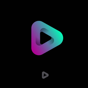 橘红色的三角按钮三角莫的标志.播放器, 音频播放器图标, ui.