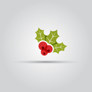 圣诞节浆果孤立矢量彩色图标图片