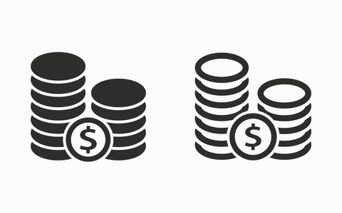 矢量投资货币图标。黑色插图被隔离在白色。图形和网页设计的简单象形文字