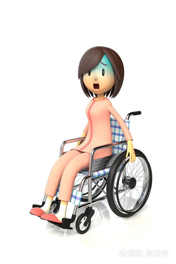 三维图使用的坐在轮椅上的妇女