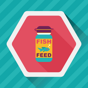 影子喂养宠物鱼饲料与长长的影子,eps10 平面图标照片