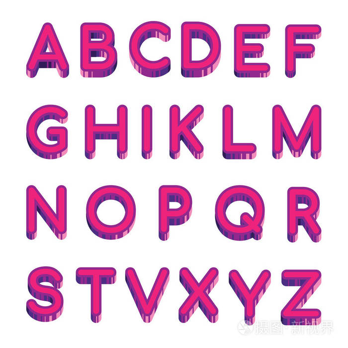 字母拉丁字母在白色背景下被隔离.粉红色英文字母矢量插图示例