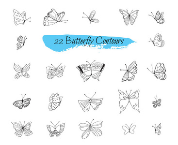 一系列与蝴蝶手工素描