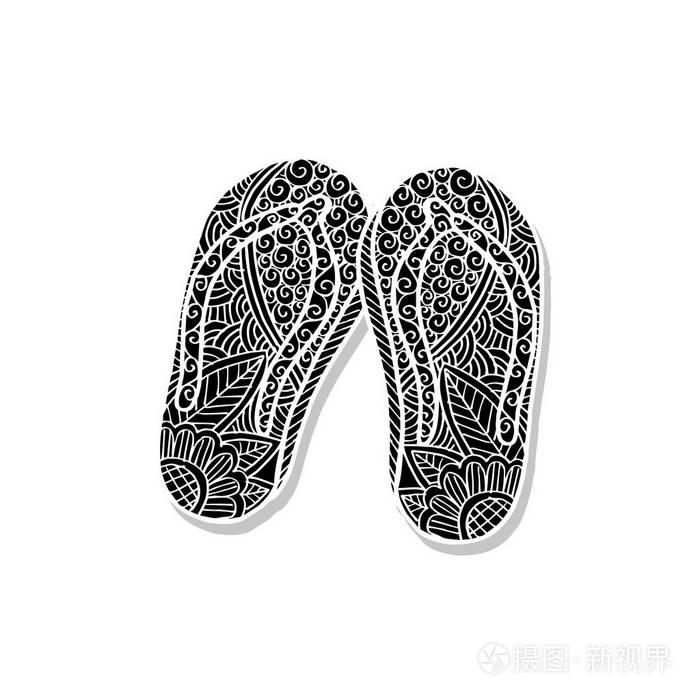 夏季海滩手绘拖鞋