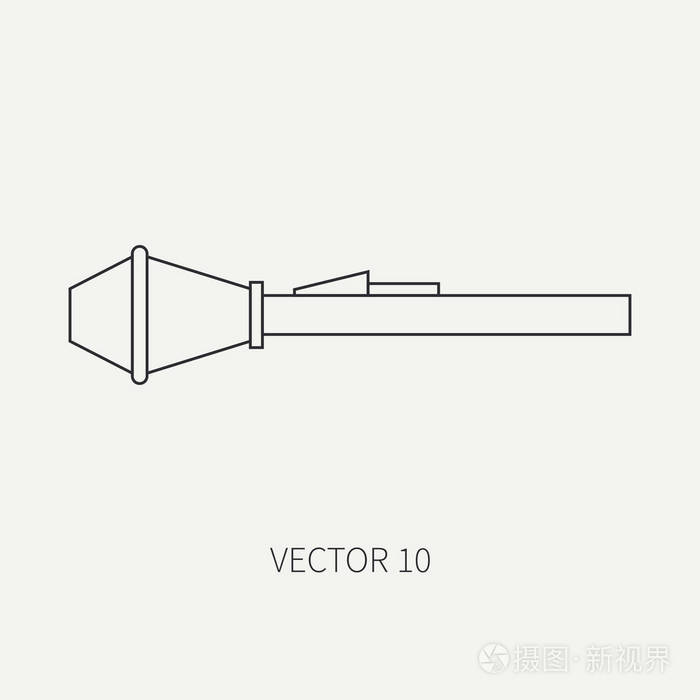 线平面向量军事图标-榴弹发射器.军队装备和武器.卡通风格.攻击.