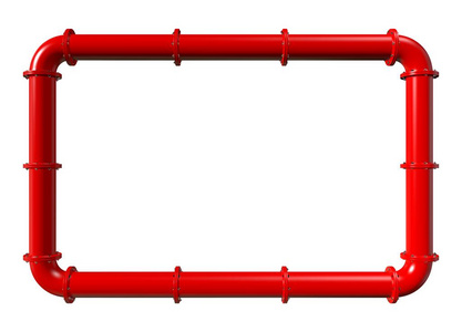 红色管道框架被隔离在白色。3d 渲染