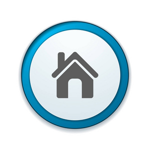 白色背景上带有房子图标的蓝色按钮
