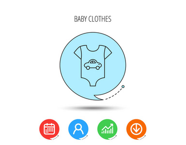 新生儿衣服图标。宝宝衬衫磨损迹象