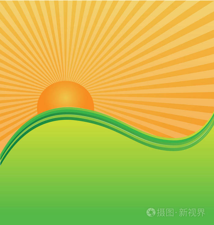 太阳和波浪背景向量例证