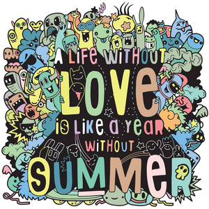 可爱怪兽涂鸦插图照片