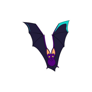 蝙蝠是一种夜间活动的动物。万圣节的象征。飞行中的蝙蝠。卡通风格