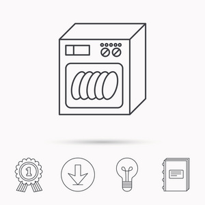 洗碗机图标。厨房电器标志