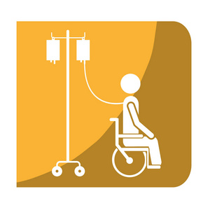 象形人住院在轮椅上颜色方形框架