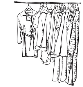 手绘绘制的衣柜.衣服照片