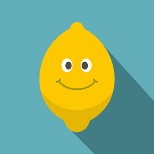 微笑柠檬水果图标，平面样式