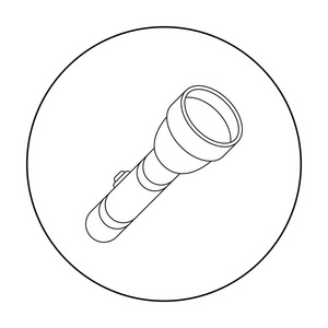 在白色背景上孤立的大纲样式的手电筒图标。光源的象征股票矢量图