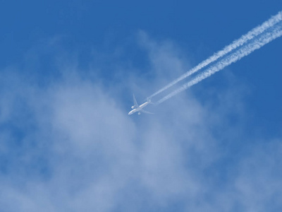 飞机反对蓝蓝的天空