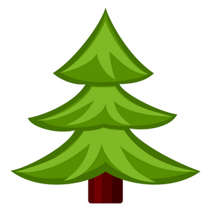 五颜六色的卡通冷杉树。明亮的新年主题矢量插图图标, 贴纸, 补丁, 标签, 标志, 徽章, 证书或礼品卡装饰