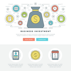 扁线业务概念网站页眉矢量图