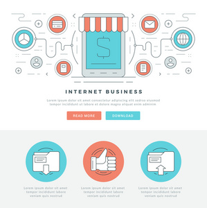 扁线业务概念网站页眉矢量图图片