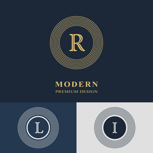 商业公司名称现代标志设计.几何线性会标模板.信会徽 r,l,i.