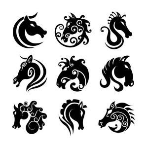 马图腾马头部艺术模板照片