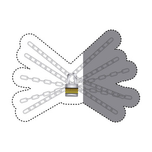 贴纸挂锁和金属多链图标