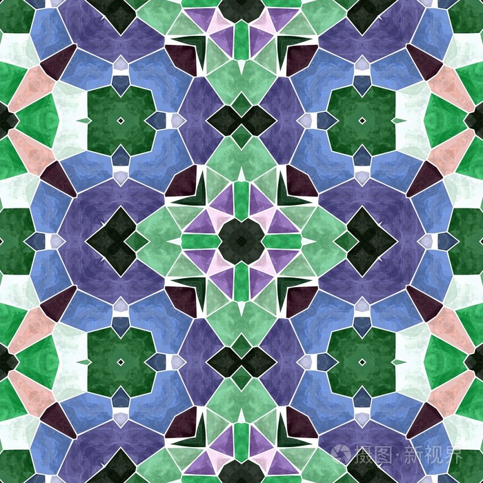 柔和的颜色蓝色绿色万花筒马赛克无缝图案纹理背景