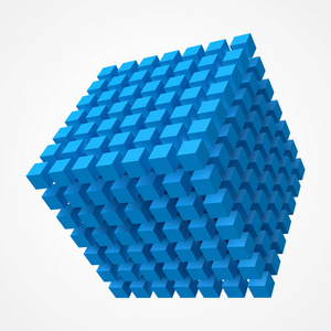 立方体多维数据集, 蓝色版本3d 样式矢量插图照片