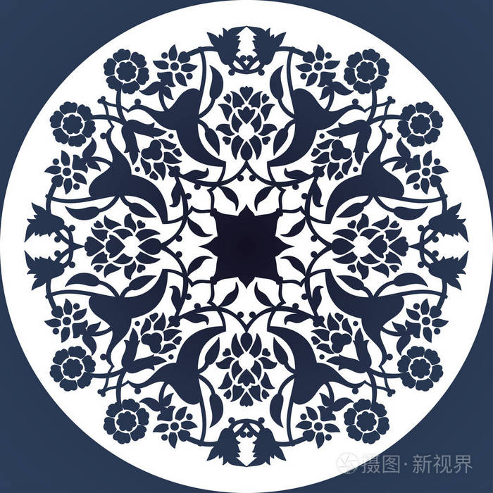 激光切割花花纹圈装饰图案矢量.庙会精彩