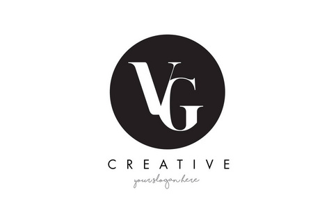 Vg 字母标志设计与黑圈子和衬线字体