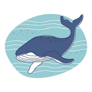 蓝色鲸鱼的例证在浅蓝色背景