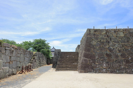 津山城堡景观和夏季时间日本