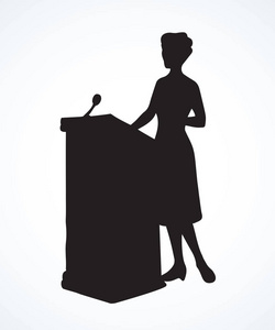 领导力部长演讲者在登上领奖台.矢量绘图照片