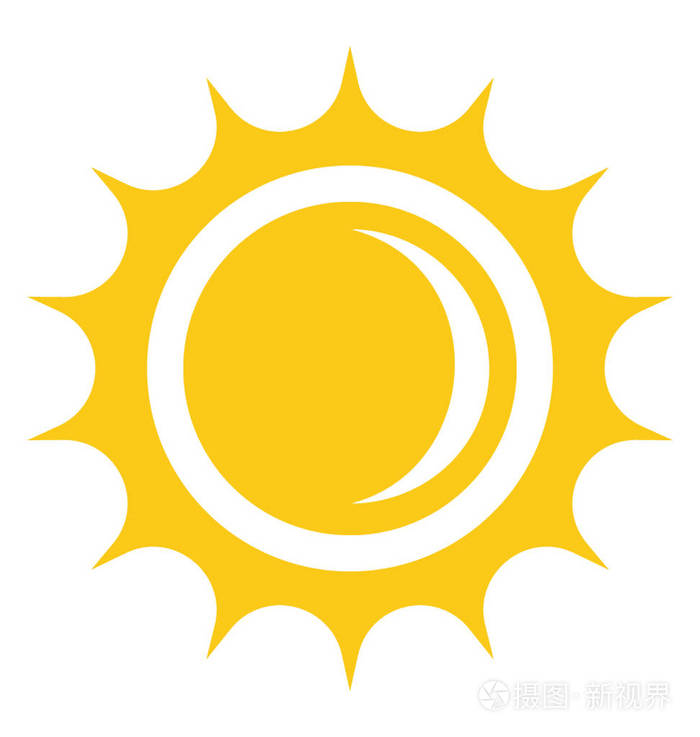 明亮的黄色太阳的形状与针对性的向外光线卡通玛雅太阳