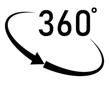 360度角图标在时髦的平面风格白色背景.