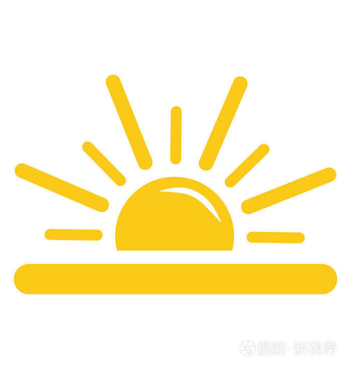 半太阳与射线升起向上, 日出概念