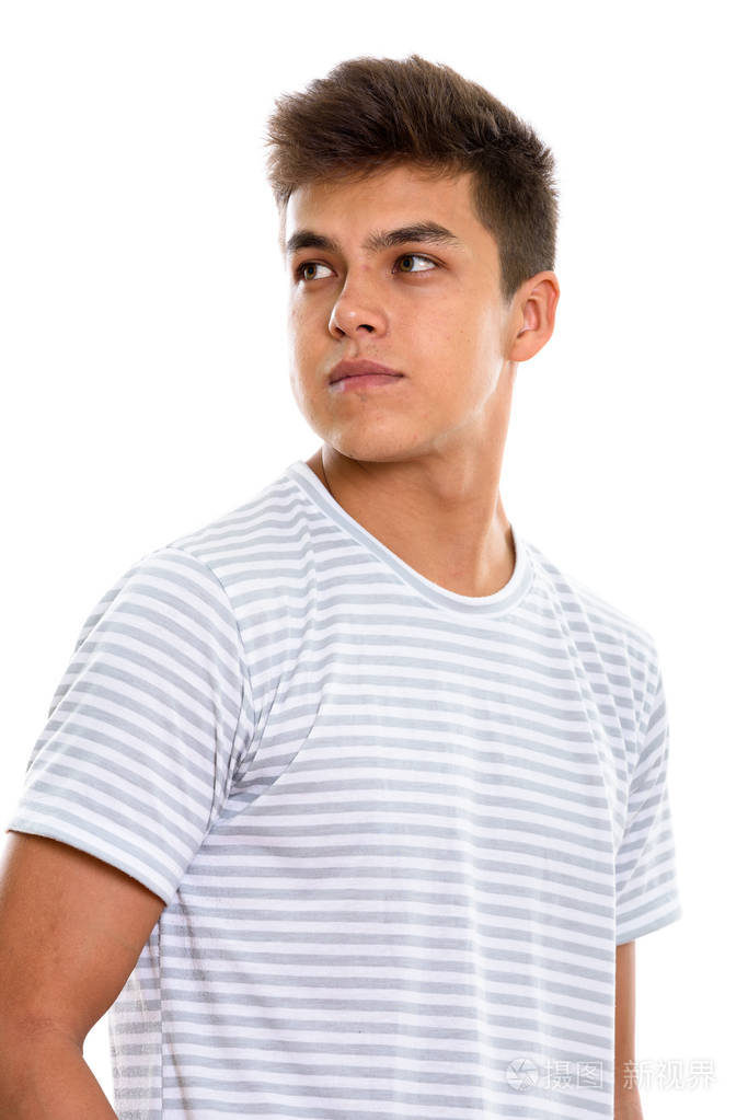 工作室拍摄的周到年轻英俊的男人回头看照片-正版商用图片0q0zqp-摄图