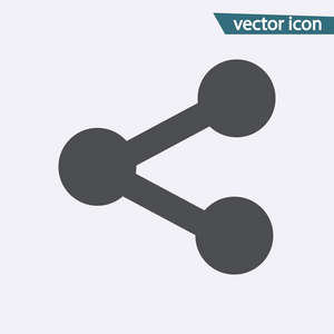 共享矢量图标。在白色背景上隔离的平面符号。时髦的互联网概念。现代标志